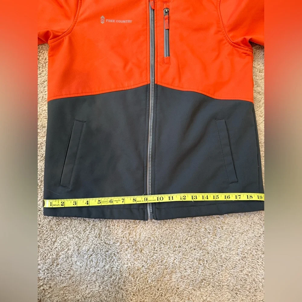 Free Country SZ XXL 14-16 boys orange/grey hooded jacket. Like new